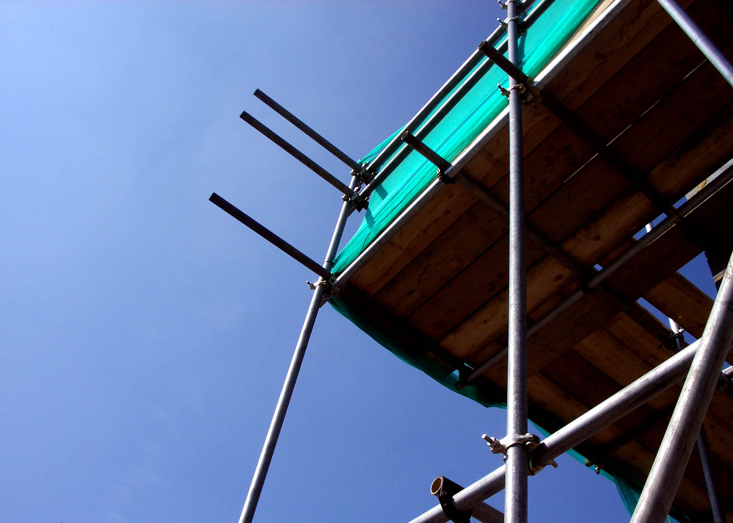 Scaffolding against a blue sky